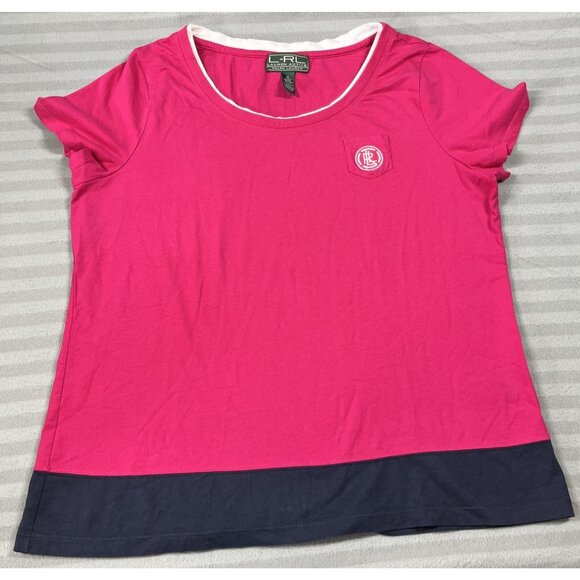 Lauren Ralph Lauren Tops - Lauren Ralph Lauren Shirt Womens Extra Large Pink Navy Colorblock Scoop Neck